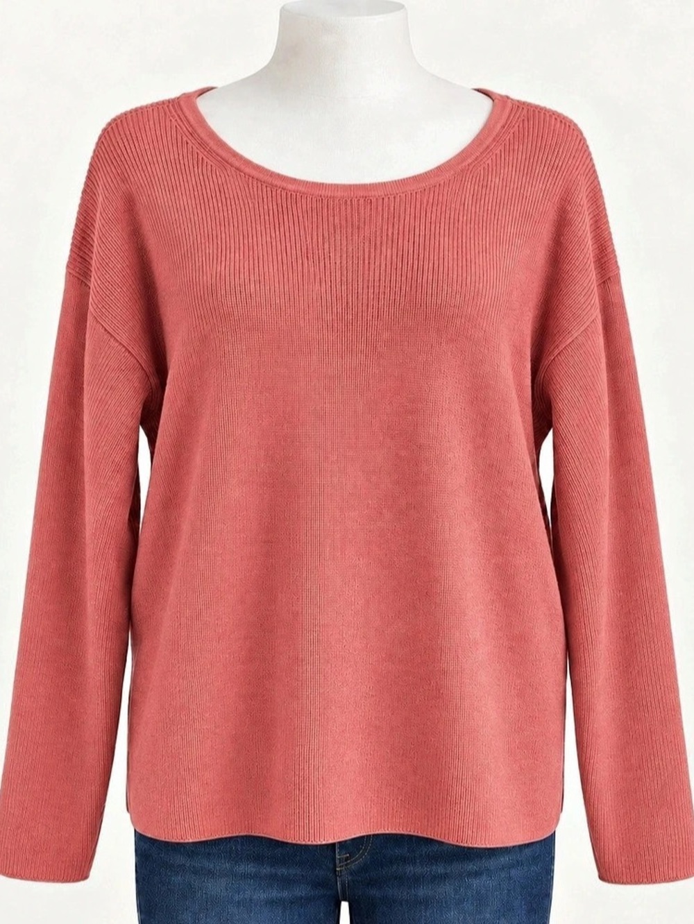 Banana Republic Coral Pink Knit Sweater Women’s Medium Scoop Neck Relaxed Fit